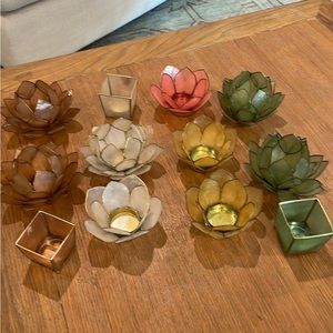 Blush Capiz Lotus Tealight Candle Holder